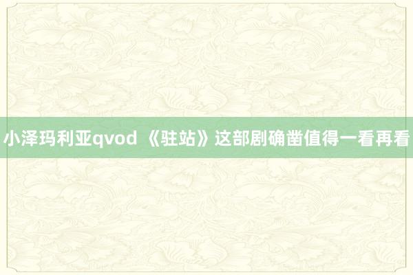 小泽玛利亚qvod 《驻站》这部剧确凿值得一看再看